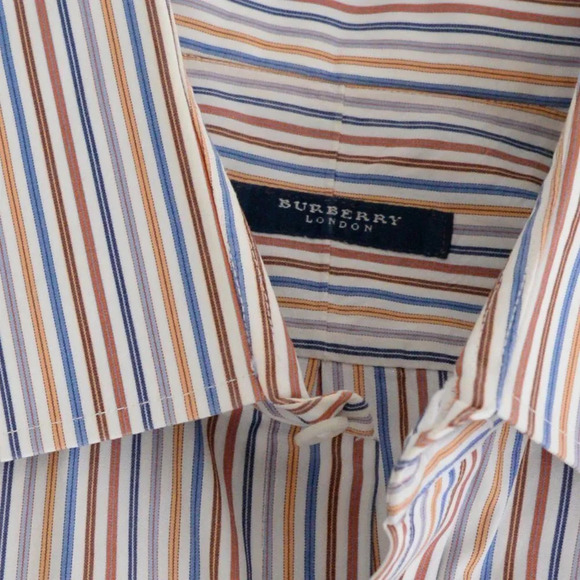 Vintage Burberry London  Multi-colour Striped Button Down Dress Shirt - Picture 14 of 14